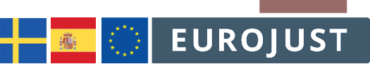 Flags of Sweden en Spain, logo of Eurojust